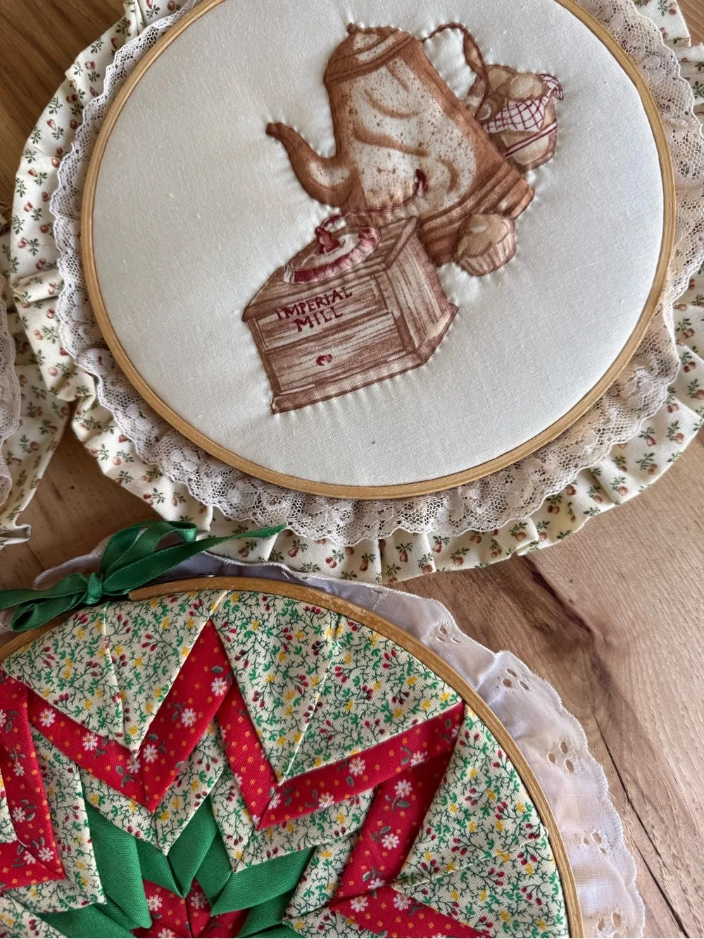 Lot of Three Vintage Embroidery Hoop Wall Decor CottageCore